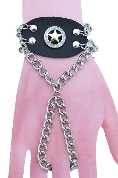 Brand New Women Men Bracelet Silver Metal Hand Chain Texas Lone Star Charm Biker Jewelry