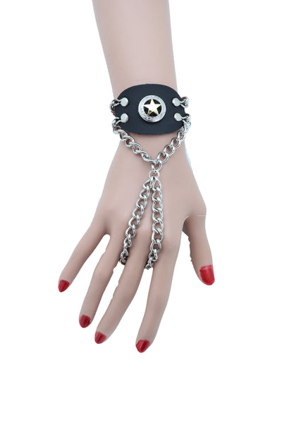 Brand New Women Men Bracelet Silver Metal Hand Chain Texas Lone Star Charm Biker Jewelry