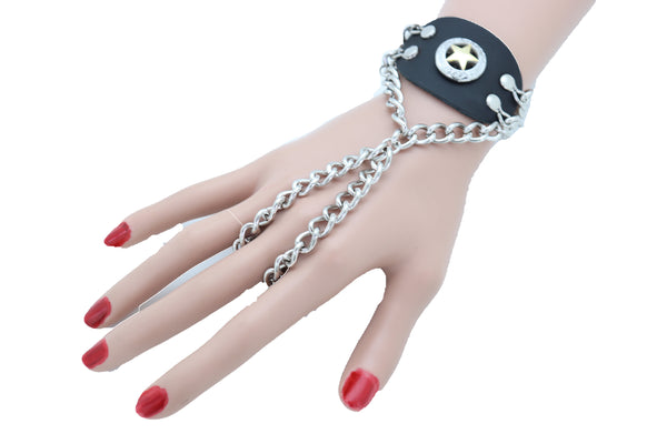 Brand New Women Men Bracelet Silver Metal Hand Chain Texas Lone Star Charm Biker Jewelry