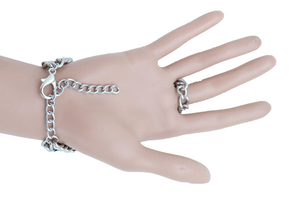 Brand New Women Men Bracelet Silver Metal Hand Chain Texas Lone Star Charm Biker Jewelry