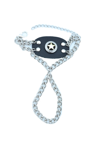 Women Men Bracelet Silver Metal Hand Chain Texas Lone Star Charm Biker Jewelry One Size Fits All