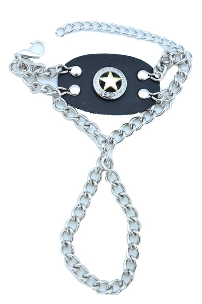 Women Men Bracelet Silver Metal Hand Chain Texas Lone Star Charm Biker Jewelry One Size Fits All