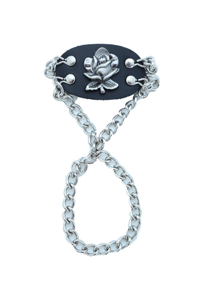 Women Bracelet Silver Metal Hand Chain Rose Flower Charm Biker Fashion Jewelry Punk Rock Style
