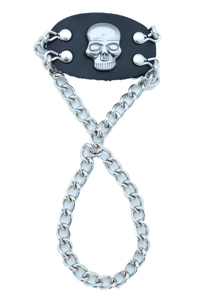 Brand New Women Men Bracelet Silver Metal Hand Chain Skull Charm Biker Fashion Jewelry
