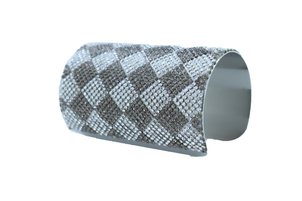 Women Long Cuff Bracelet Silver Metal Geometric Square Bling Fashion Jewelry One Size