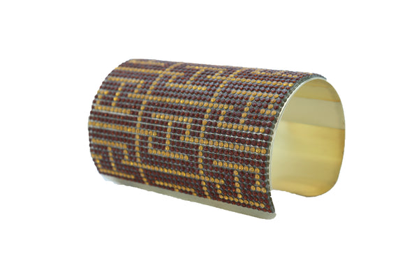 Women Long Cuff Bracelet Gold Metal Geometric Brown Bling Collection Jewelry One Size Fits All