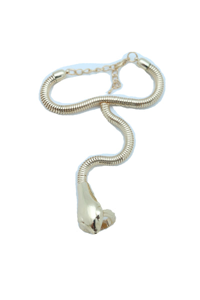 Brand New Women Sexy Look Fashion Bracelet Gold Metal Hand Chain Snake Cobra Slave Ring One Size