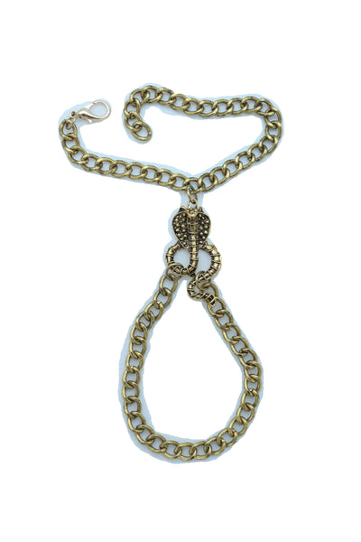 Brand New Women Wrist Bracelet Antique Gold Metal Hand Chain Cobra Snake Charm Slave Ring