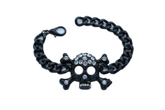 Black Metal Chain Bracelet Skeleton Skull Charm Pendant
