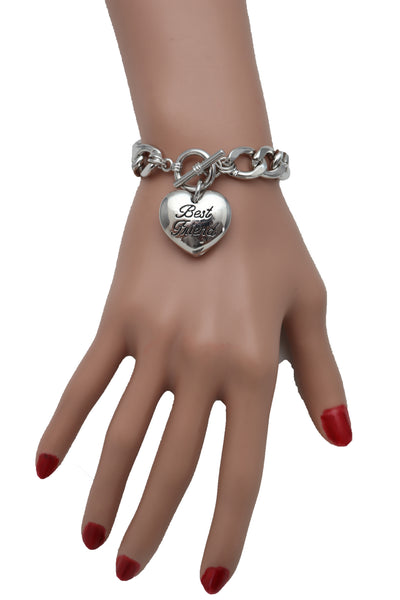 Brand New Women Silver Metal Chain Wrist Bracelet Fashion Jewelry Love Heart Best Friend Great Gift