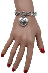 Silver Metal Chain Wrist Bracelet Love Heart Best Friend Great Gift