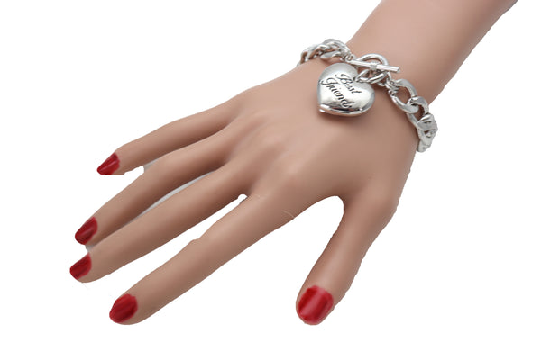 Brand New Women Silver Metal Chain Wrist Bracelet Fashion Jewelry Love Heart Best Friend Great Gift