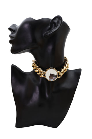 Brand New Women Fashion Gold Metal Chunky Chain Link Short Choker Necklace Silver Bling