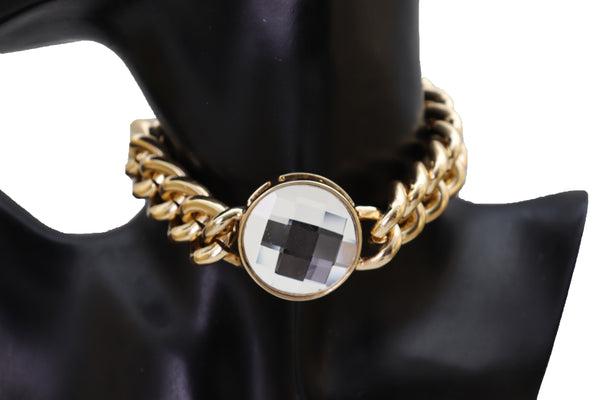 Women Fashion Gold Metal Chunky Chain Link Short Choker Necklace Silver Bling Fancy Style