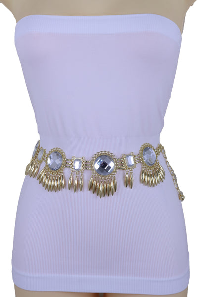 Women Fancy Elegant Fashion Belt Gold Metal Sun Flower Charm Hip High Waist Elegant Style Size S M