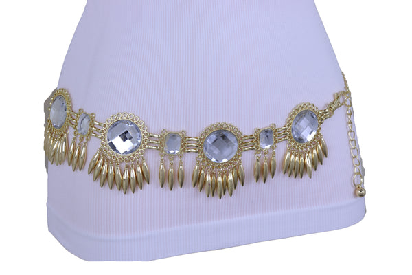 Women Fancy Elegant Fashion Belt Gold Metal Sun Flower Charm Hip High Waist Elegant Style Size S M