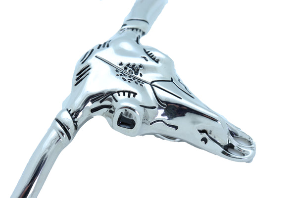 New Men Western Fashion Silver Metal Belt Buckle Long Horn Texas Cow Bull Skull
