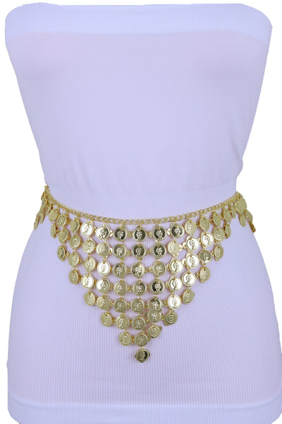 Brand New Women Belly Dancing Ethnic Fashion Belt Hip Gold Metal Chain Coin Charms S M