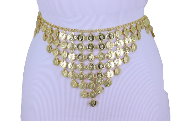 Brand New Women Belly Dancing Ethnic Fashion Belt Hip Gold Metal Chain Coin Charms S M