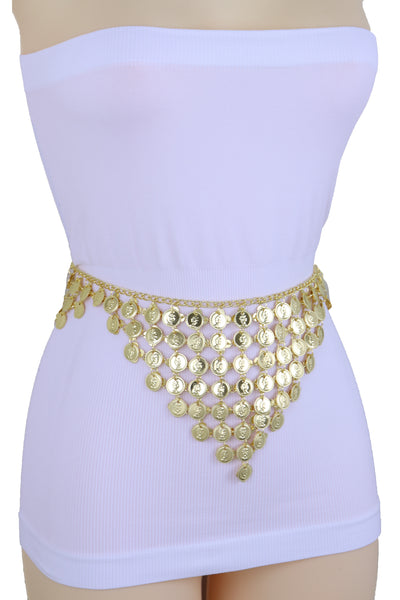 Brand New Women Belly Dancing Ethnic Fashion Belt Hip Gold Metal Chain Coin Charms S M