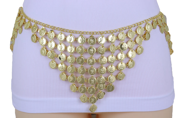 Brand New Women Belly Dancing Ethnic Fashion Belt Hip Gold Metal Chain Coin Charms S M