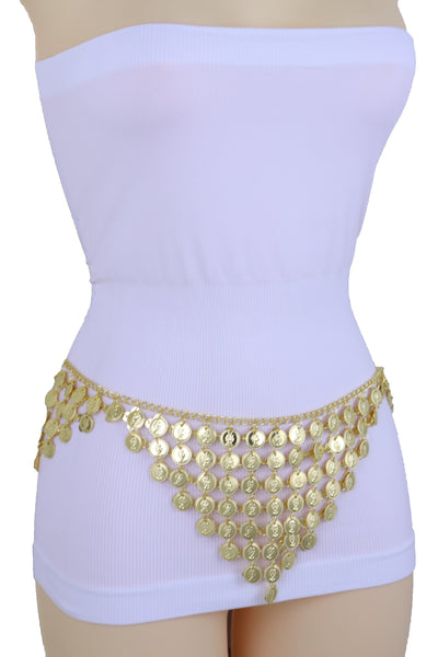 Brand New Women Belly Dancing Ethnic Fashion Belt Hip Gold Metal Chain Coin Charms S M