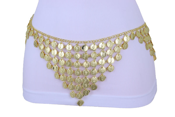 Brand New Women Belly Dancing Ethnic Fashion Belt Hip Gold Metal Chain Coin Charms S M