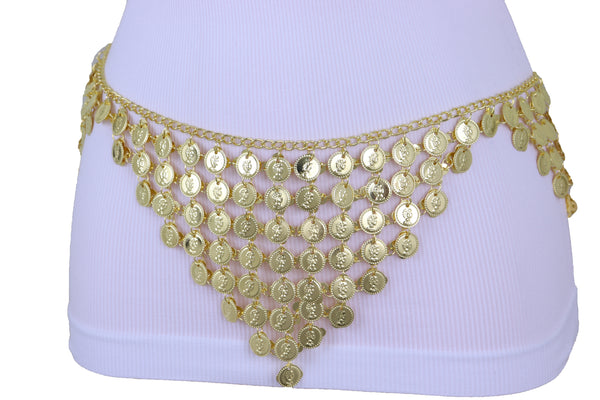 Brand New Women Belly Dancing Ethnic Fashion Belt Hip Gold Metal Chain Coin Charms S M