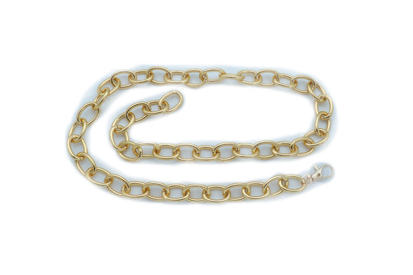 Women Gold Metal Chunky Oval Chain Fashion Waistband Belt Hip High Waist Adjustable Size Band M L XL