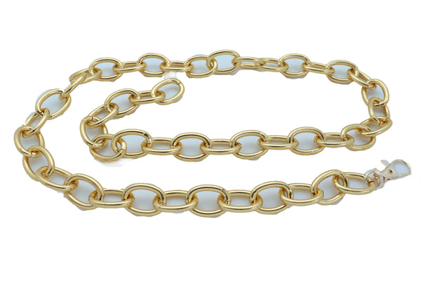 Brand New Women Gold Metal Chunky Oval Chain Fashion High Waist Hip Belt Hip Waist XS S M