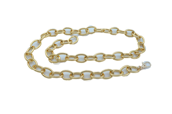 Brand New Women Gold Metal Chunky Oval Chain Fashion High Waist Hip Belt Hip Waist XS S M