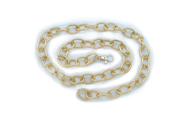 Women Gold Metal Chunky Oval Chain Fashion Waistband Belt Hip High Waist Adjustable Size Band M L XL