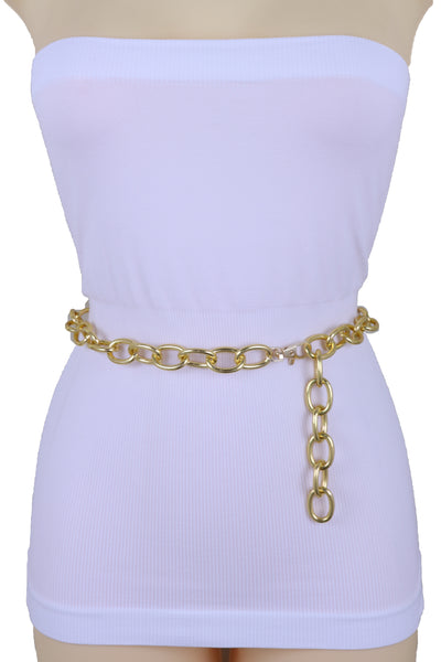 Women Gold Metal Oval Chain Fashion Waistband Belt Hip Waist Plus Size XL XXL
