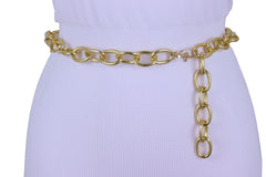 Gold Metal Oval Chain Fashion Waistband Belt Hip Waist Plus Size XL XXL