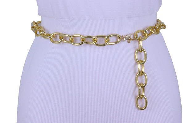 Brand New Women Gold Metal Chunky Oval Chain Fashion High Waist Hip Belt Hip Waist XS S M