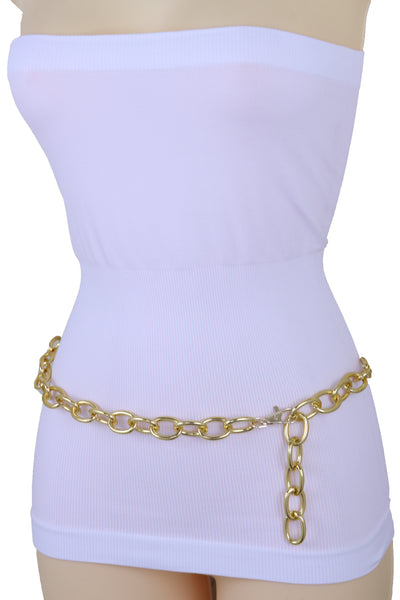 Brand New Women Gold Metal Chunky Oval Chain Fashion High Waist Hip Belt Hip Waist XS S M