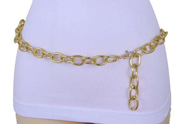 Women Gold Metal Oval Chain Fashion Waistband Belt Hip Waist Plus Size XL XXL