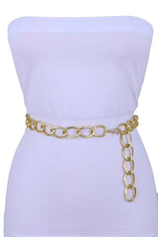Brand New Women Bling Fashion Gold Metal Chain Textured Links Belt Hip High Waist XS S M