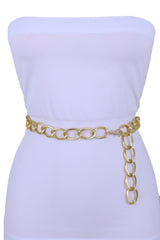 Bling Fashion Gold Metal Chain Textured Links Belt Hip High Waist XS S M