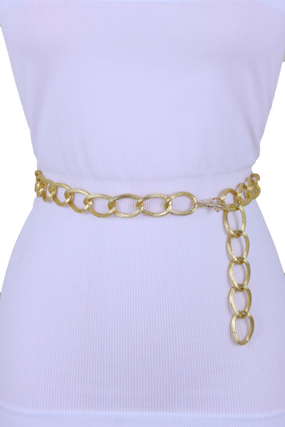 Brand New Women Dressy Fashion Gold Metal Chain Textured Links Belt Hi ...