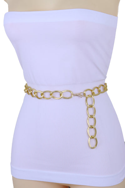 Brand New Women Western Gold Metal Chain Textured Link Street Wear Belt Hip Waist XS S M