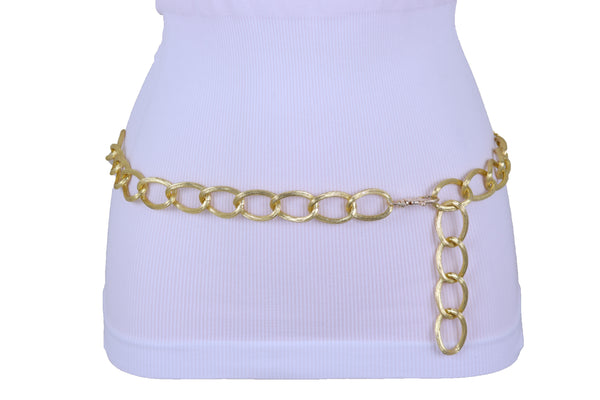 Brand New Women Western Gold Metal Chain Textured Link Street Wear Belt Hip Waist XS S M