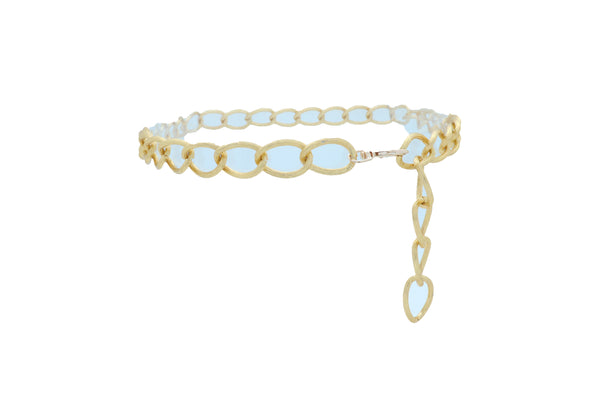 Women Dressy Fashion Gold Metal Chain Textured Links Belt Hip Waist Adjustable Size Band Fits M L XL