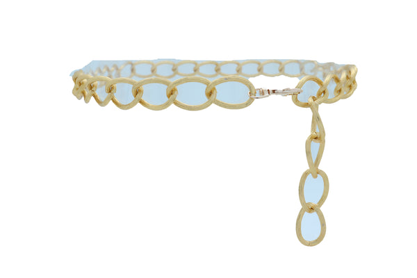 Women Gold Metal Chain Textured Links Fashion Belt Hip Waist Adjustable Band Fits Plus Size XL XXL