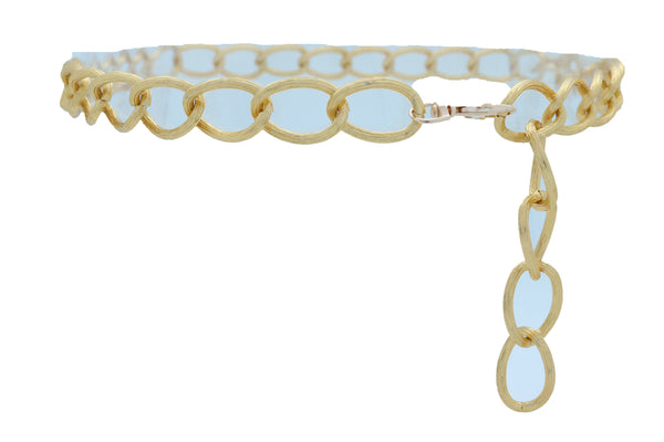 Women Gold Metal Chain Textured Links Fashion Belt Hip Waist Adjustable Band Fits Plus Size XL XXL