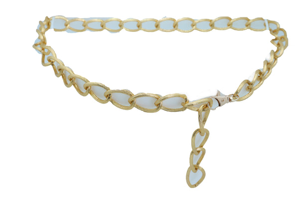 Brand New Women Dressy Fashion Gold Metal Chain Textured Links Belt Hip Waist Size M L XL