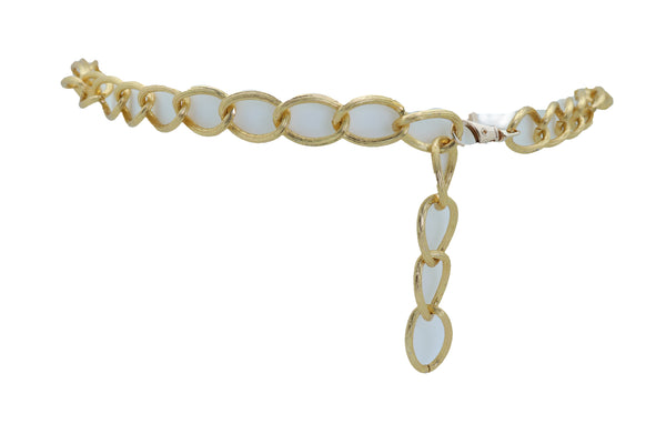 Women Gold Metal Chain Textured Links Fashion Belt Hip Waist Adjustable Band Fits Plus Size XL XXL