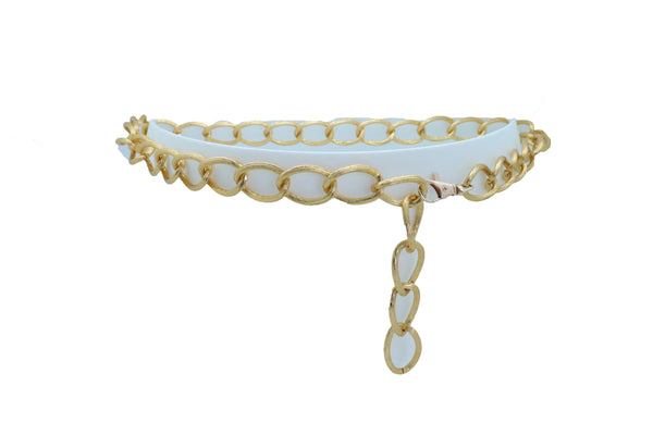 Women Gold Metal Chain Textured Links Fashion Belt Hip Waist Adjustable Band Fits Plus Size XL XXL