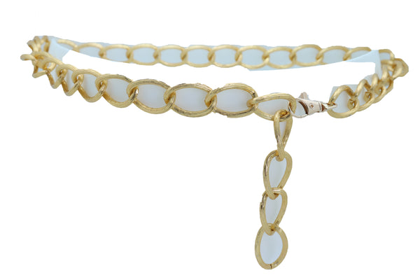 Women Gold Metal Chain Textured Links Fashion Belt Hip Waist Adjustable Band Fits Plus Size XL XXL