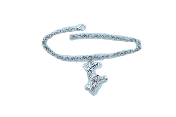 Women Boot Bracelet Silver Metal Chain Anklet Shoe Reindeer Charm Deer Winter Fashion Jewelry